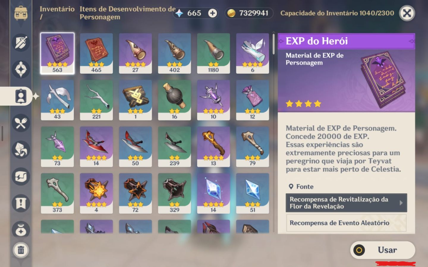 Conta Genshin Impact NA/AR60/28 T5/16 armas/Pity Garantido e Builds Insanas