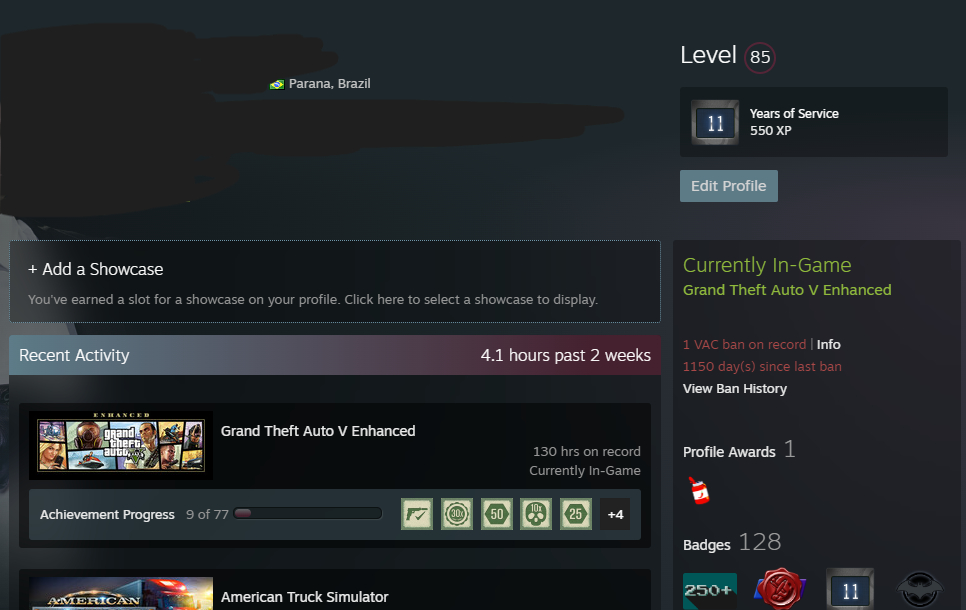 Conta Steam 11 Anos, 291 Jogos, Level 85