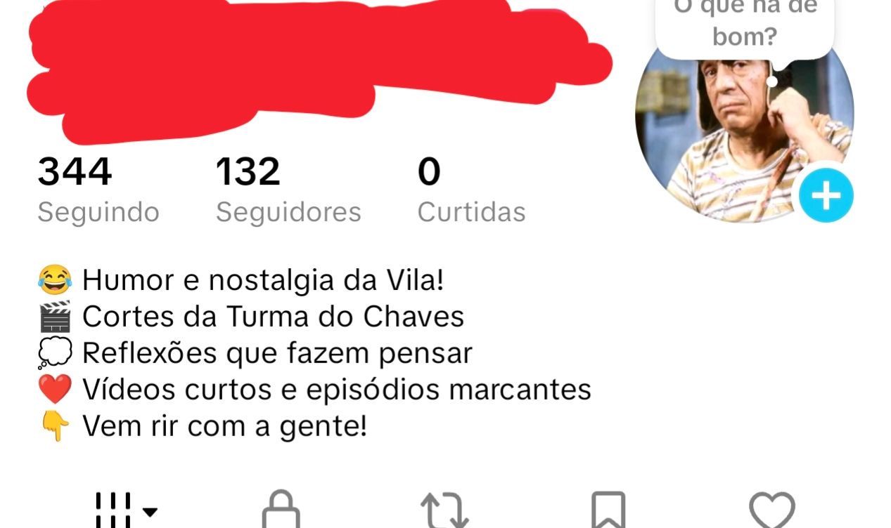 Conta TikTok Chaves 132 Seguidores | Sem Vídeos | LIVE Studio Pendente
