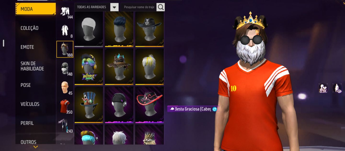 Conta free fire com barbinha e top criminal