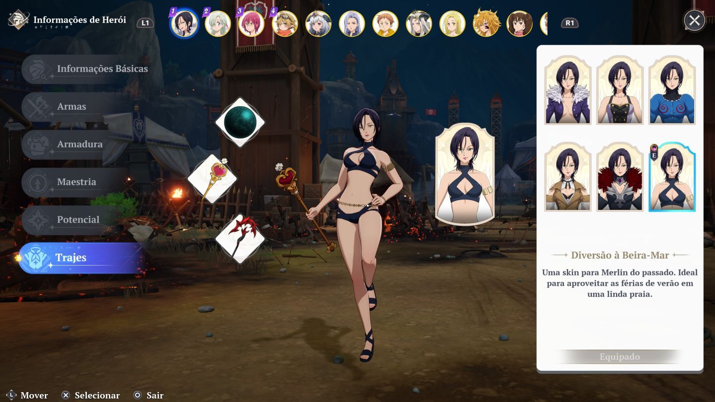 Conta The Seven Deadly Sins: Origin Merlin P10+Skins + Elizabeth P8 e Gowther P7
