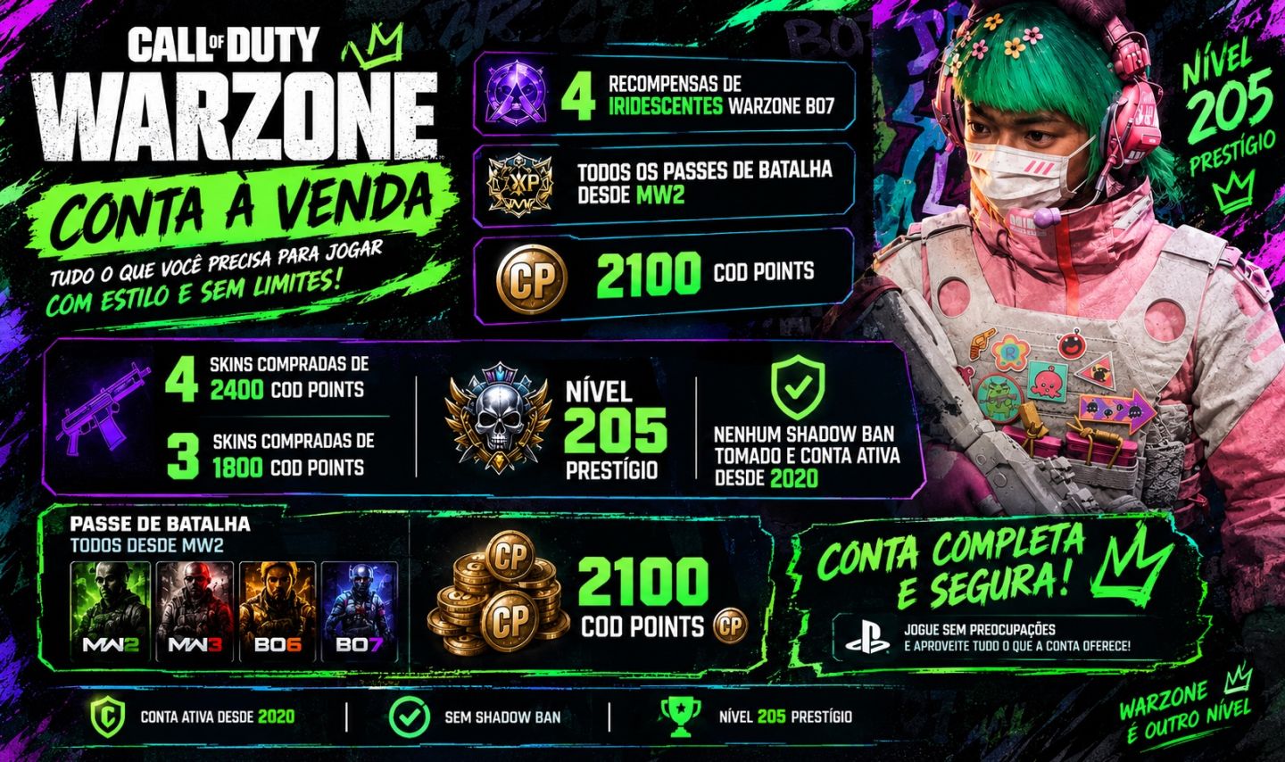 Conta Call of Duty- level 202 prestigio- +50 skins