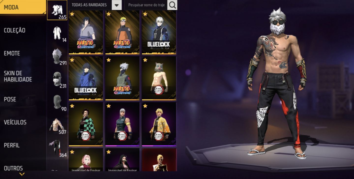 CONTA FREE FIRE PRIME 8, FEMININA E MASCULINA