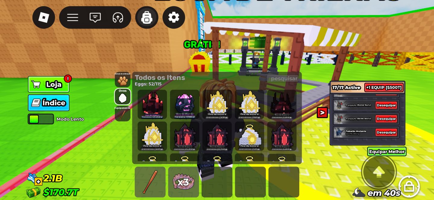 GÁRGULA+EQUINOX|MÍT:PÉGASO+2 TIGRE ONI|TRILHA x20|$166T|17/17|N11|ROBUX INVESTID