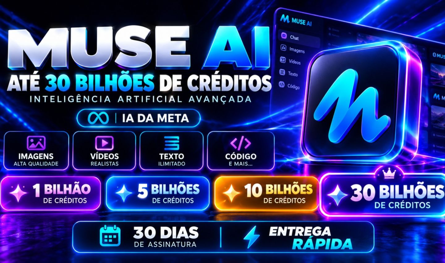 MUSE AI PREMIUM | 1B / 5B / 10B CRÉDITOS | 30 DIAS | ENTREGA RÁPIDA