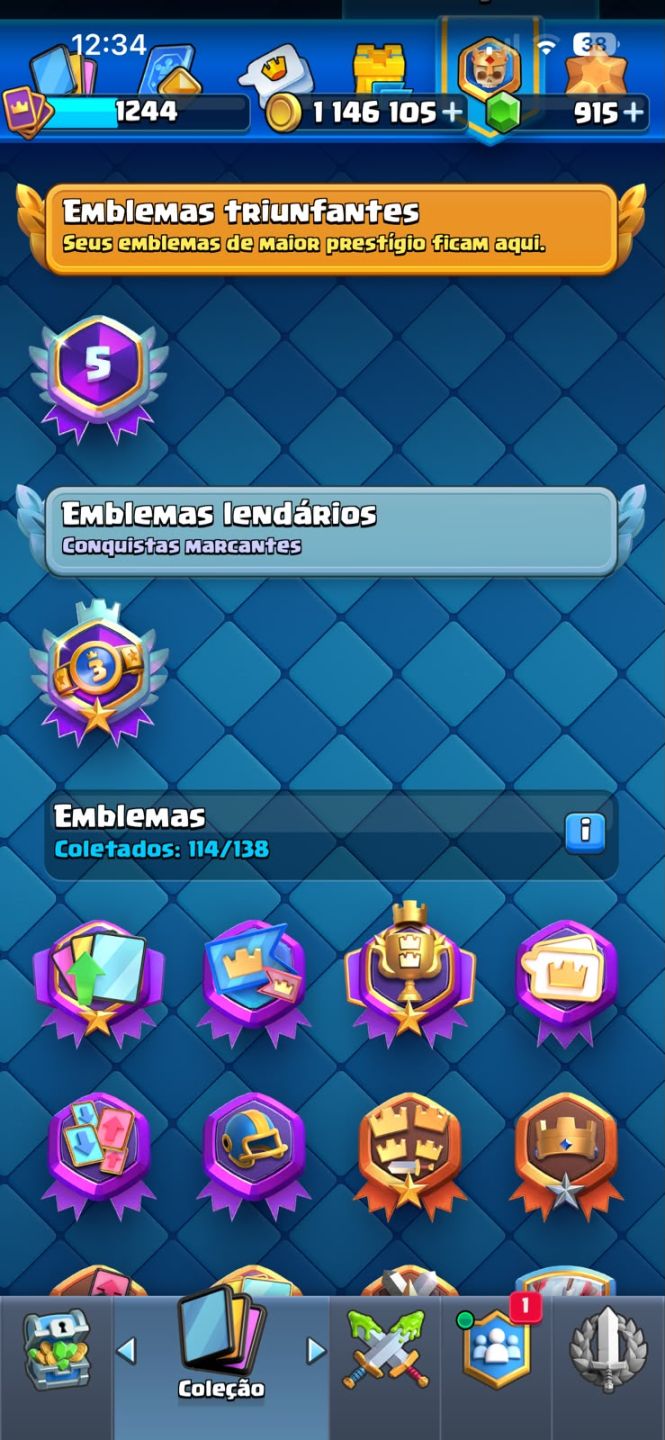 Conta Clash Royale Antiga 1M de GOLD - 900+ GEMAS - EMOTES RAROS - CONTA ANTIGA