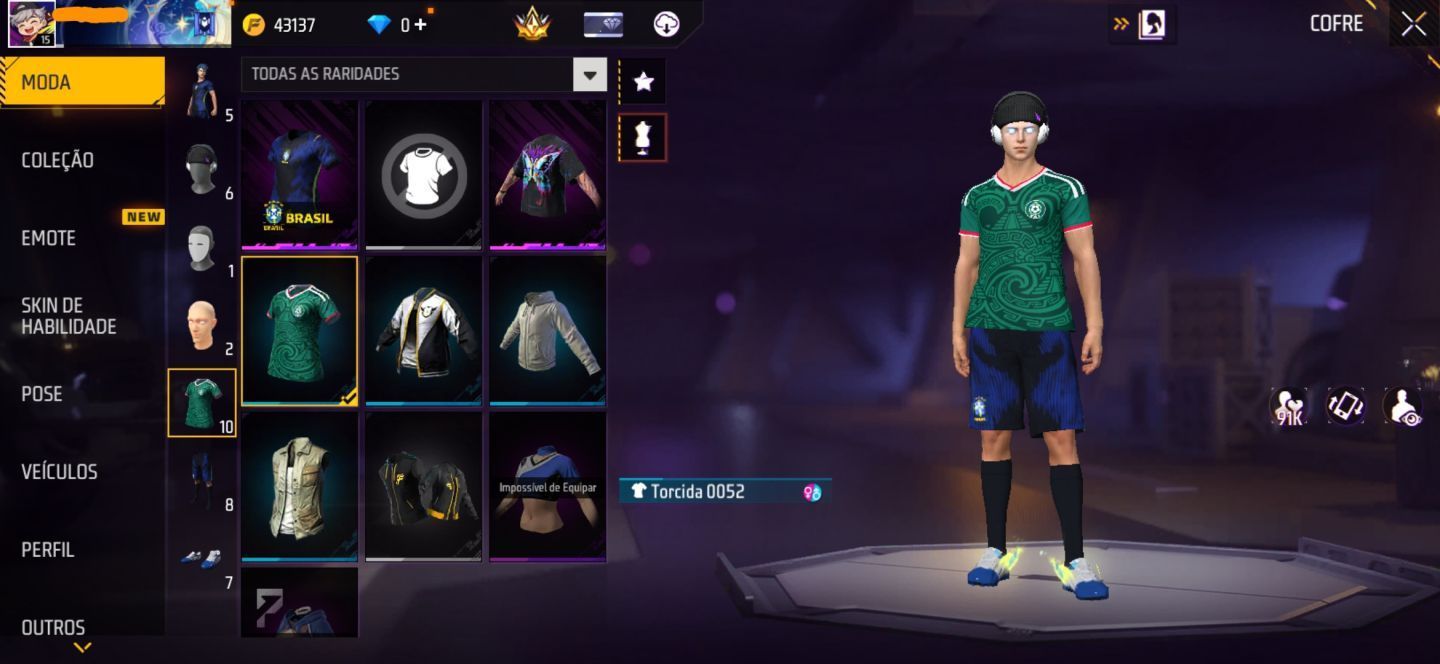 CONTA FREE FIRE COM CONJUNTO METAMORFOSE | SKIN DO BRASIL | CAMISA DO MÉXICO