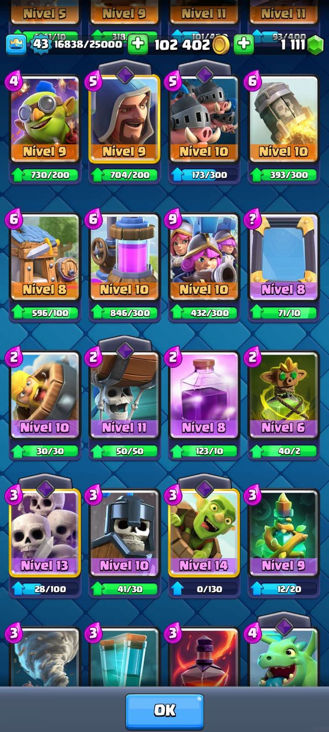 Conta de Clash Royale com 8 anos, +1100 gemas para troca de nome.