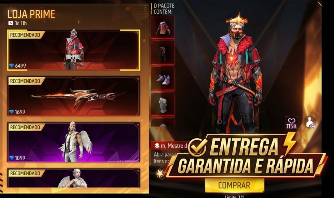 CODIGUIN Vários Conjuntos ENTREGA RÁPIDA VIA ID+BONUS EM DIAMANTES PROMOÇÃO