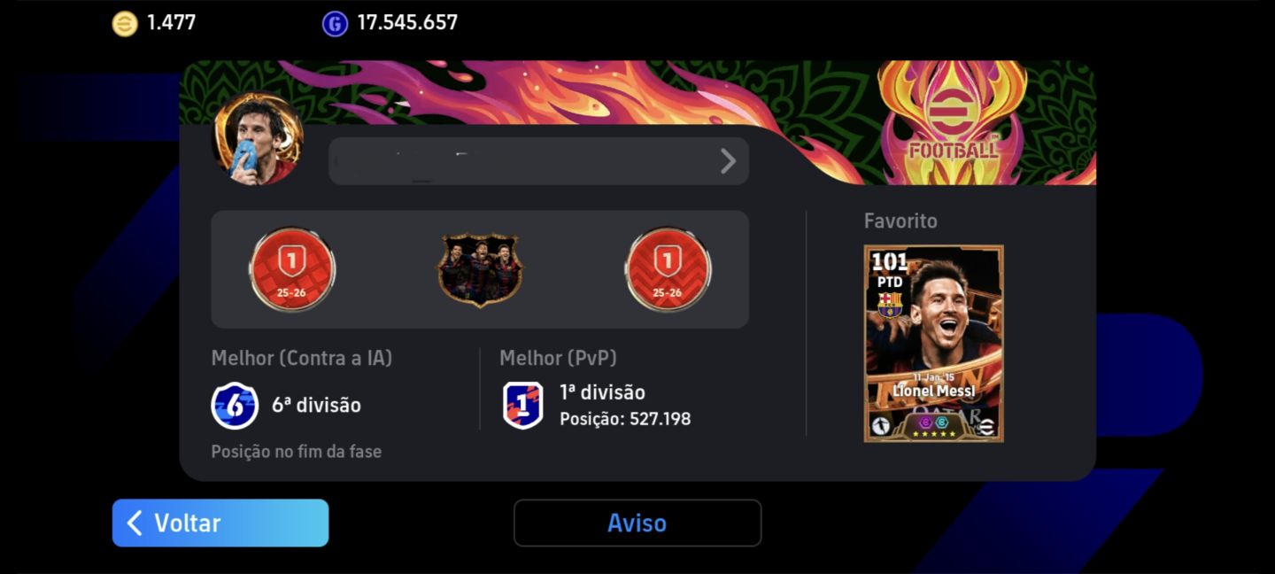 Conta efotball mobile 1 divisão
