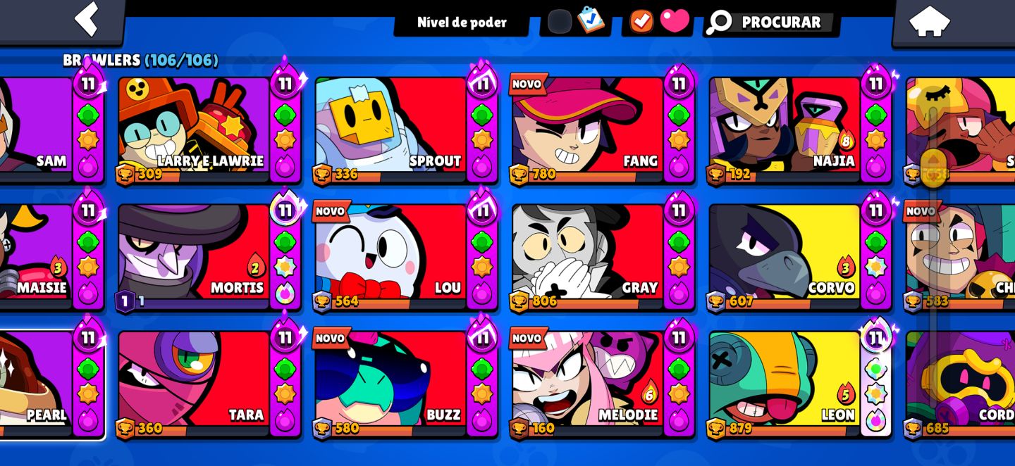 CONTA BRAWL STARS COM SKIN SHELLY ESTRELAR
