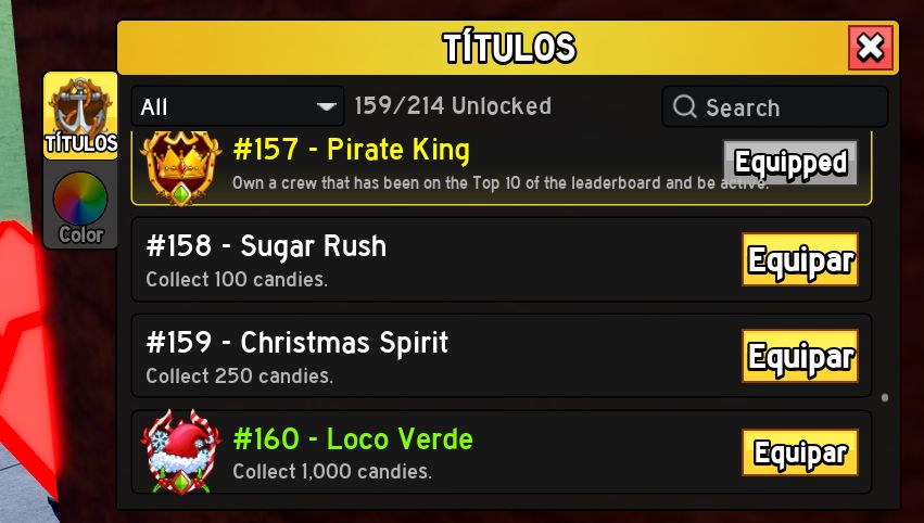 TITLE PIRATE KING E BALDIE | 12 PERMS | TODAS AS CORES DA RUMBLE | 1B BELLY