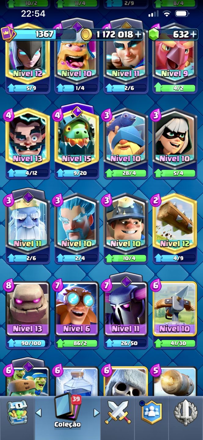 Clash Royale 10.5K + COC CV9 Nível 76 | Emotes Raros | Cartas upadas