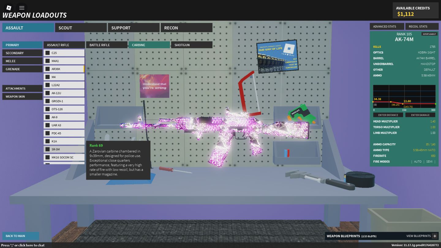 CONTA DE PHANTOM FORCES RANK 117, COM ALGUNS PREBUYS! 11K DE ROBUX GASTO NA ACC!