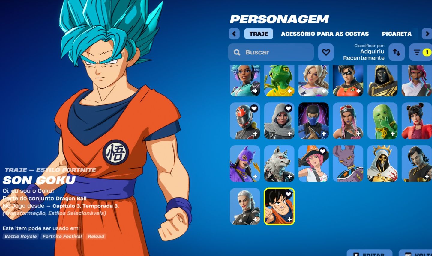 Conta Fortnite (55 Skins) | Goku, Sub-Zero, Demogorgon + Salve o Mundo