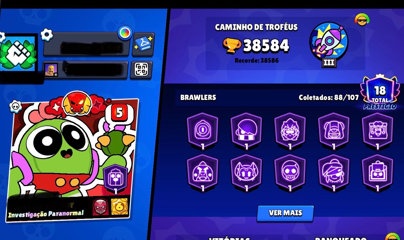 Conta Brawl Stars +38K, 88 Brawlers, Prestígio 18, 31 Nível 11, Conta Gmail!