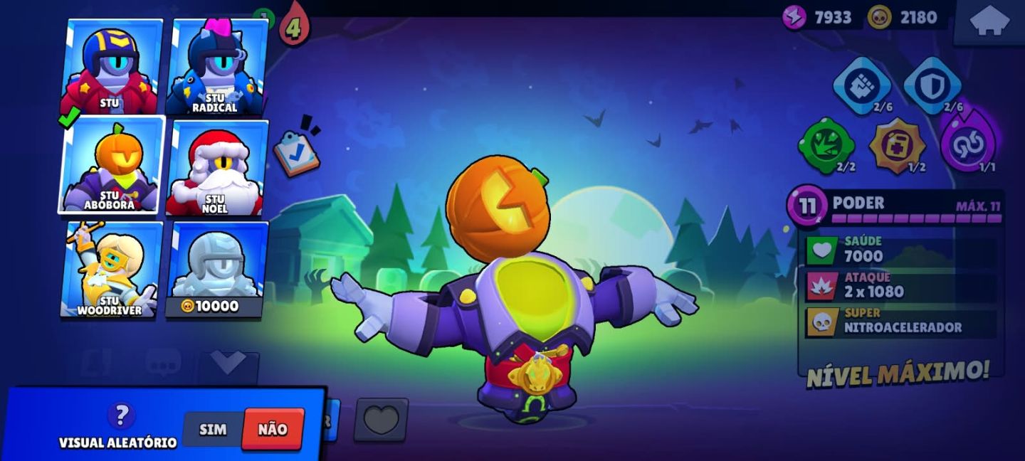 Conta braw stars relativamente boa com skins do bob esponja oito e bit antivirus