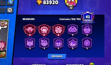 Conta Brawl Stars, 80+ Brawlers Maximados, 550+skins, 6 chaves de recurso