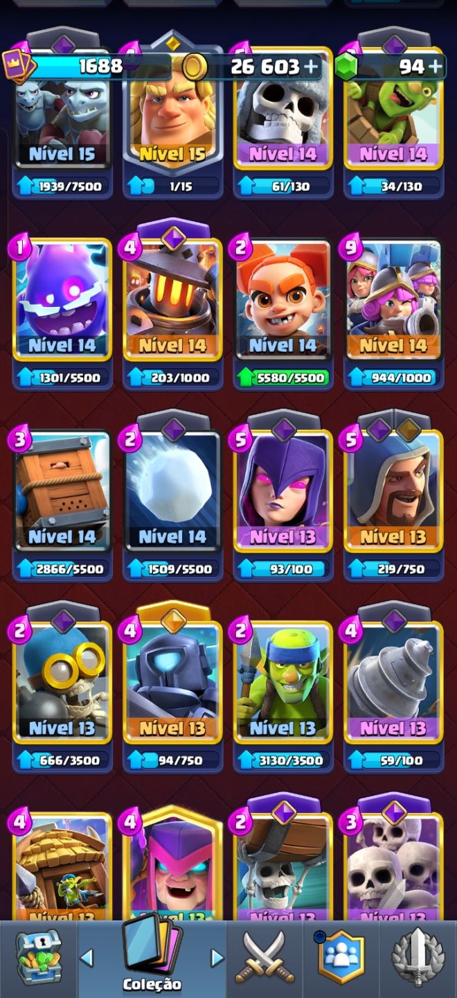 Conta do clash Royale com 1300 troféus