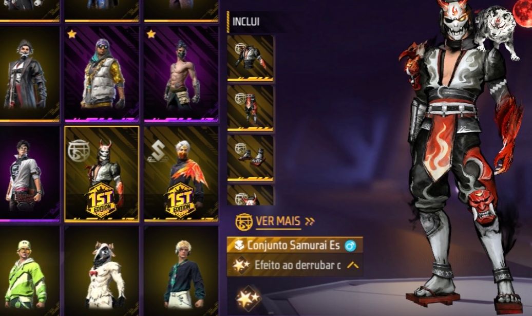 Conta de Free Fire gemada com punho e todas camisas de time