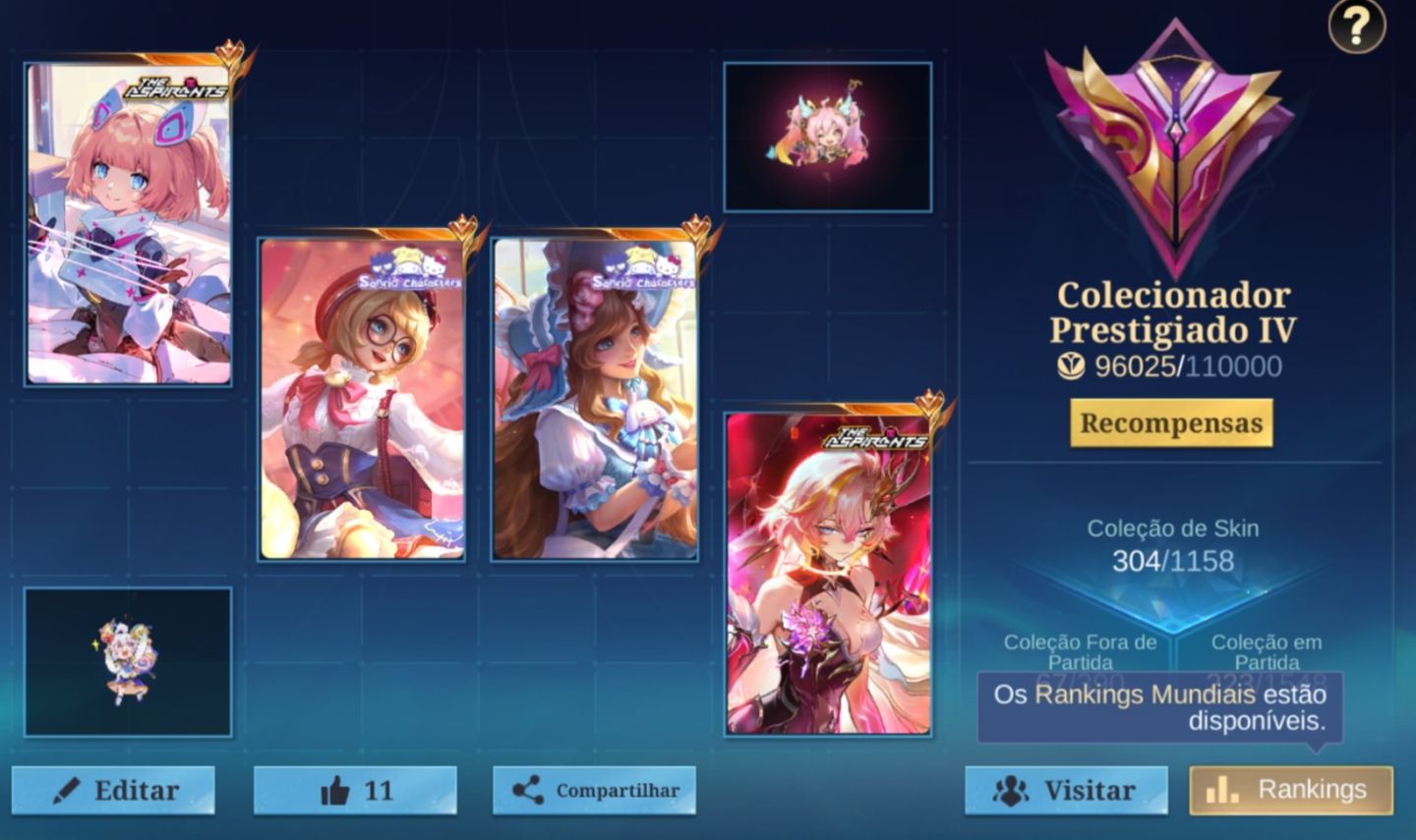 Conta com mais de 300 skins