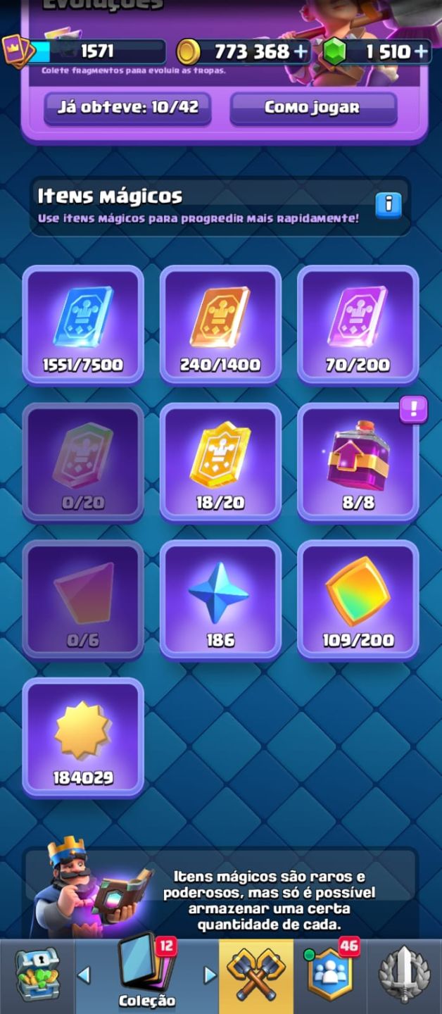 Conta clash royale 12k500 trofeus 5 cartas nv max
