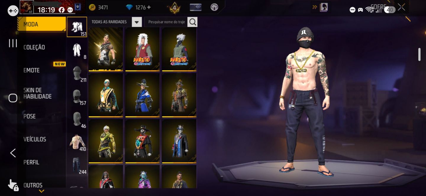 CONTA FREE FIRE NÍVEL 68 | 1.276 DIAMANTES | 400 CAMISAS | LOGIN VK + EMAIL