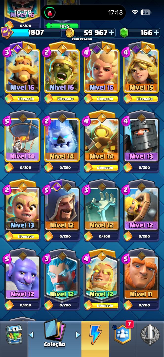 Conta Clash royale lvl 16, Várias cartas full,9 anos de conta