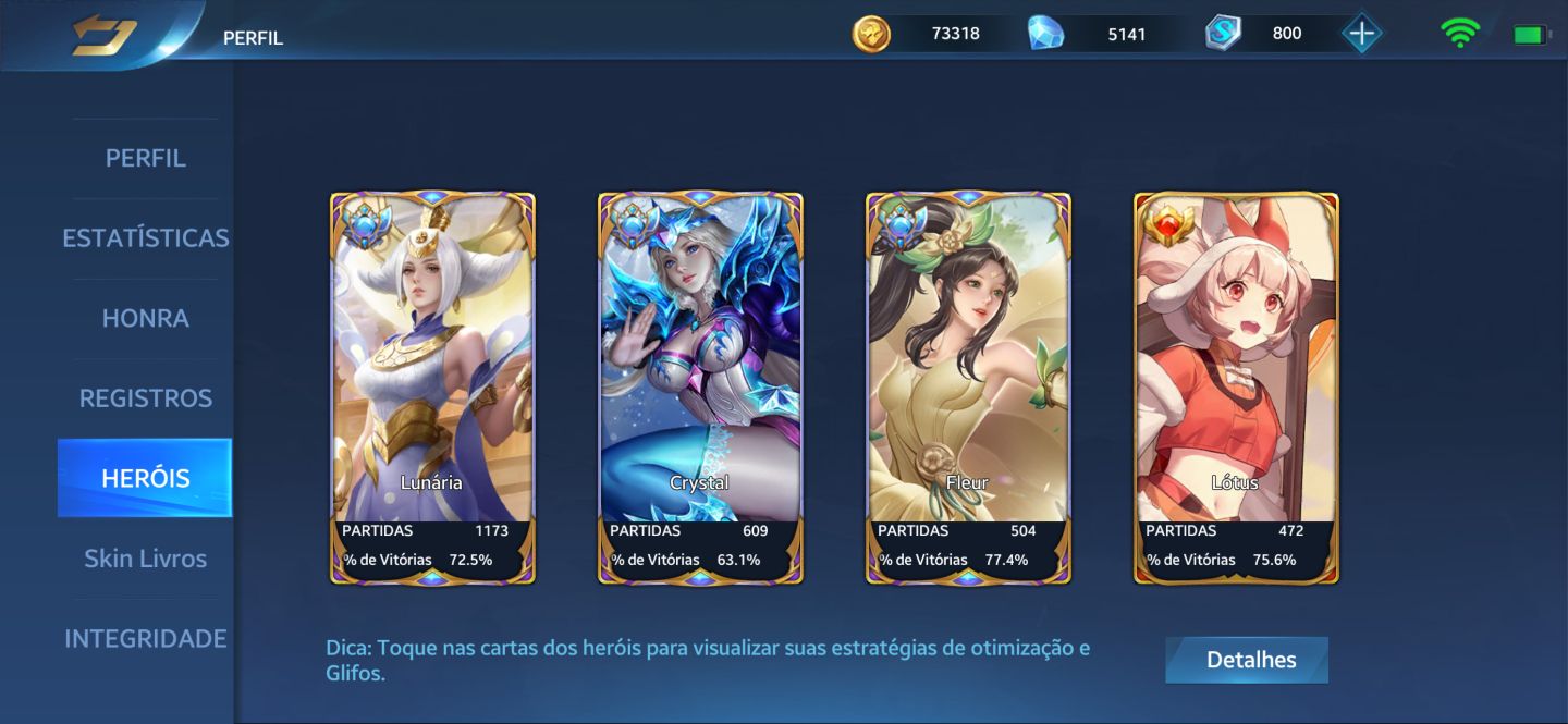 CONTA HEROES EVOLVED HIGH-END | LVL 75 | 358 SKINS | WINRATE ABSURDO (ATÉ 87.5%)
