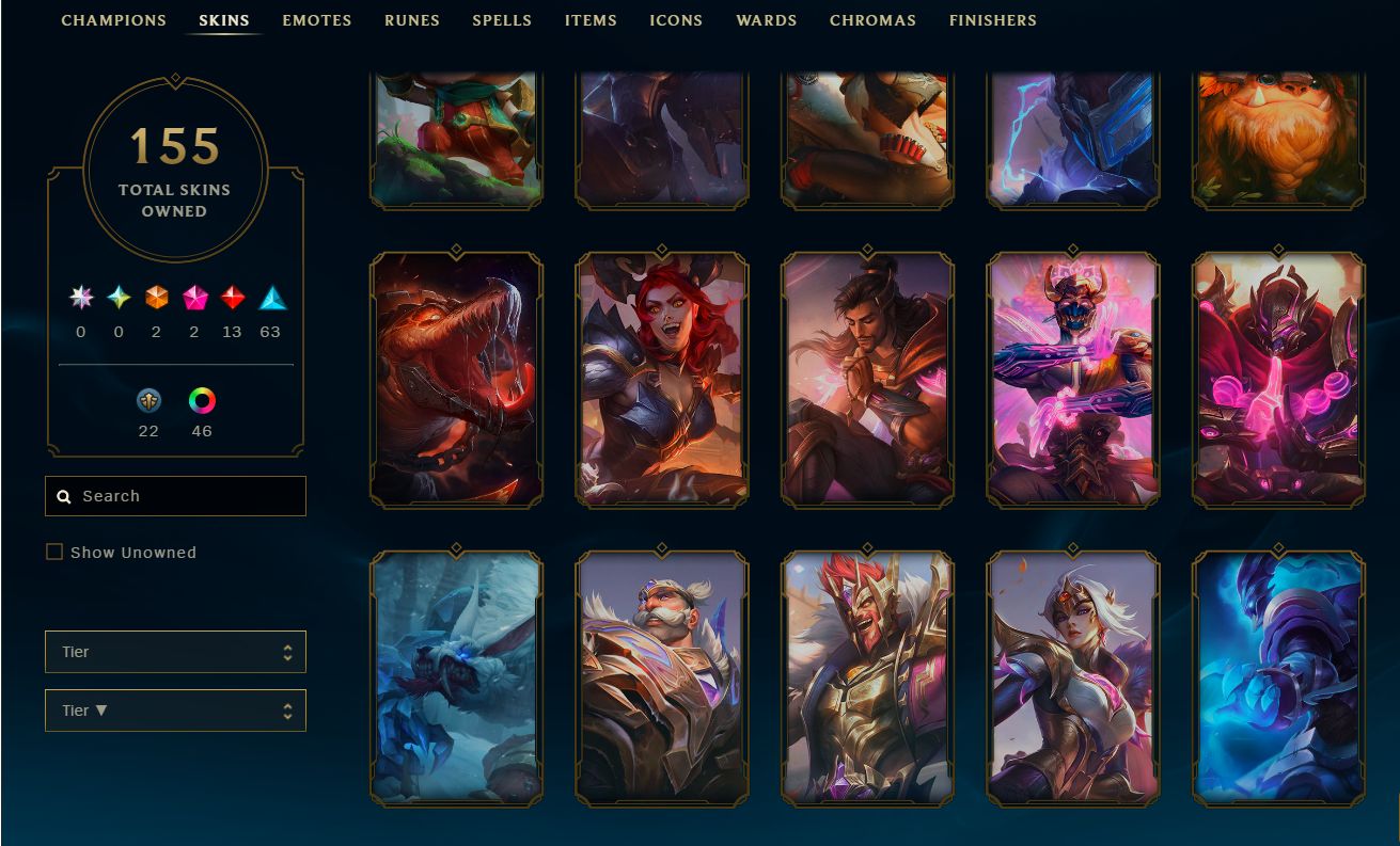 CONTA NÍVEL 258 ESMERALDA 4 HONRA 5 155 SKINS