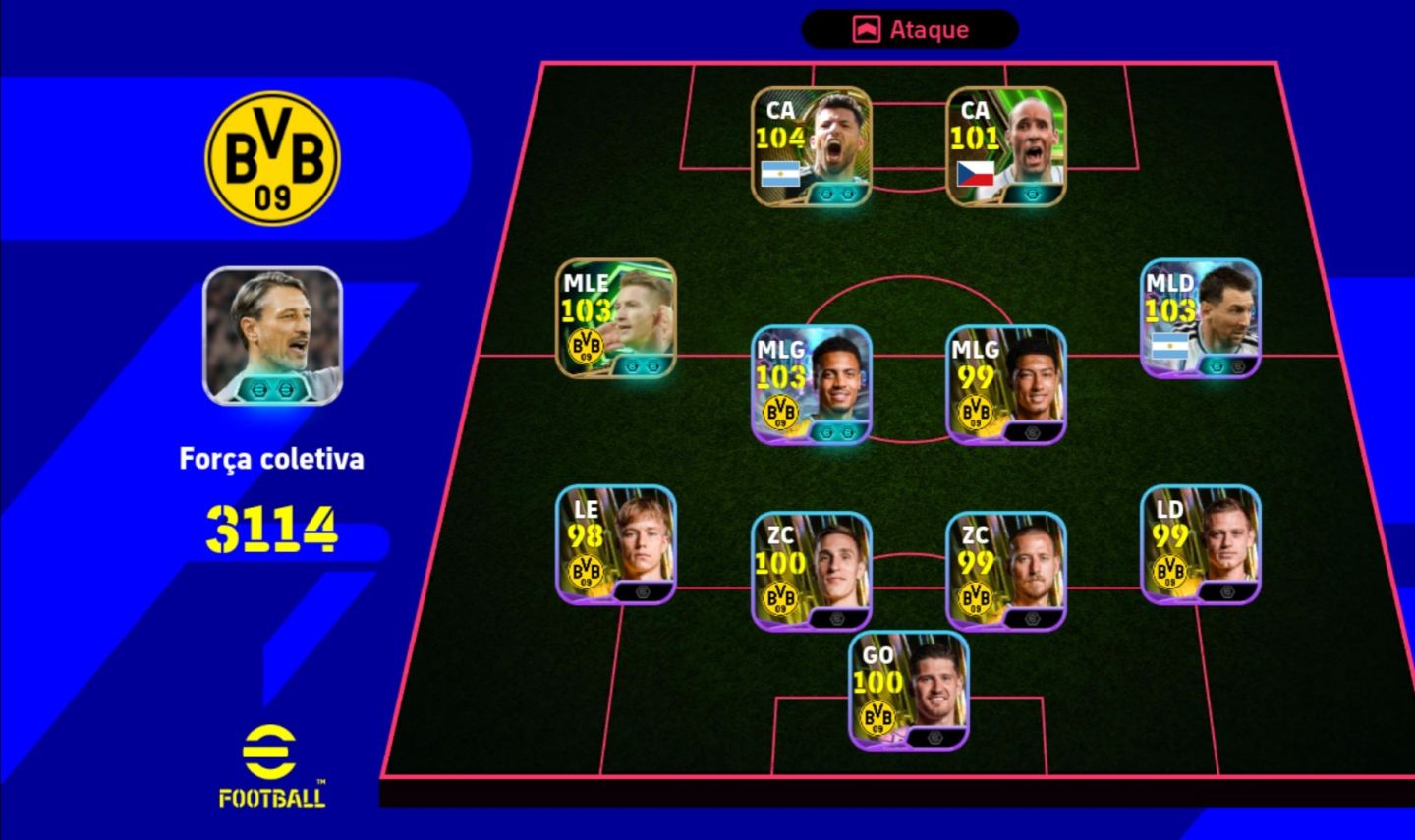CONTA EFOOTBALL COM PACK DO BORUSSIA DORTMUND | AGUERO | MARCOS REUS | KOLLER