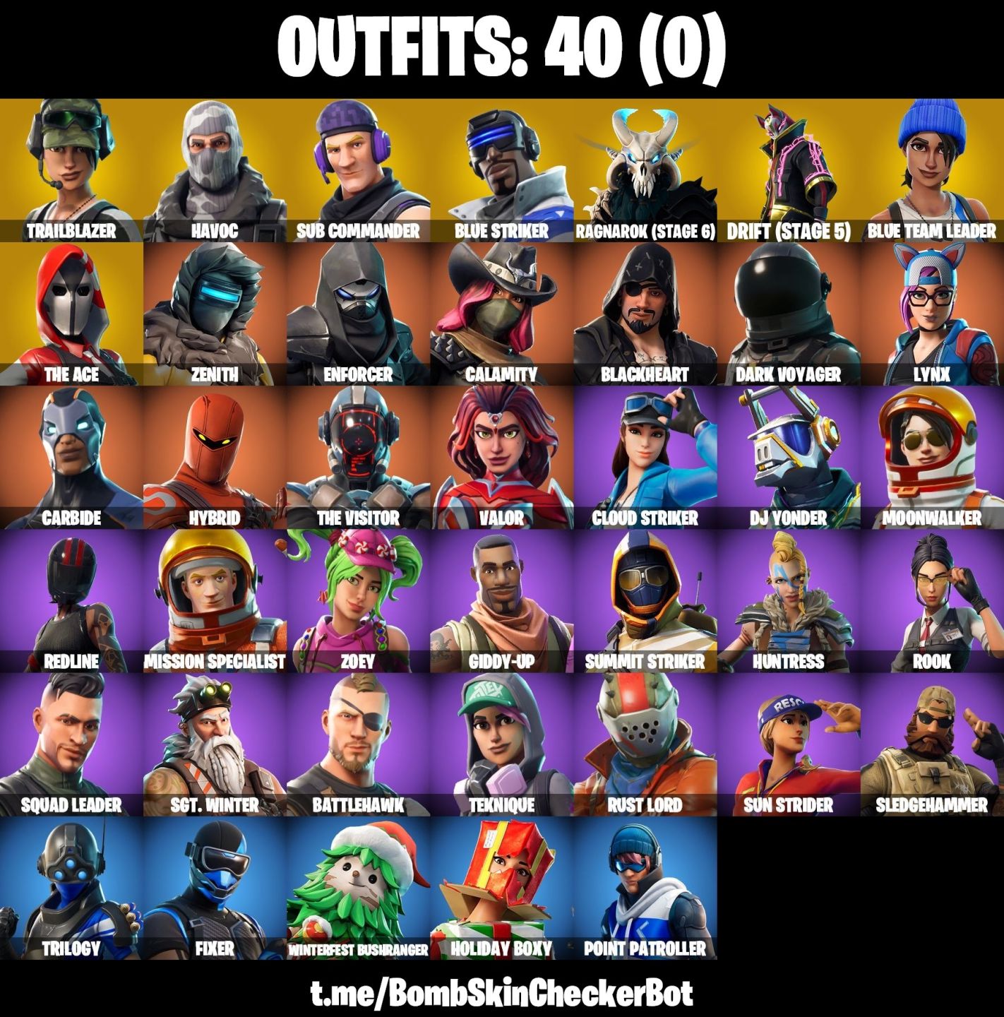 CONTA FORTNITE COM ATEMPORAL MAX 5, THE ACE , TAKE THE L, HAVOC & 40 SKINS OLDS