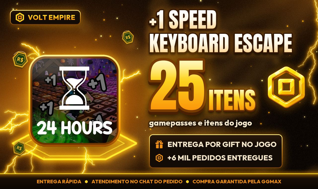 +1 Speed Keyboard Escape | Gamepasses e Itens por Gift | Entrega Rápida