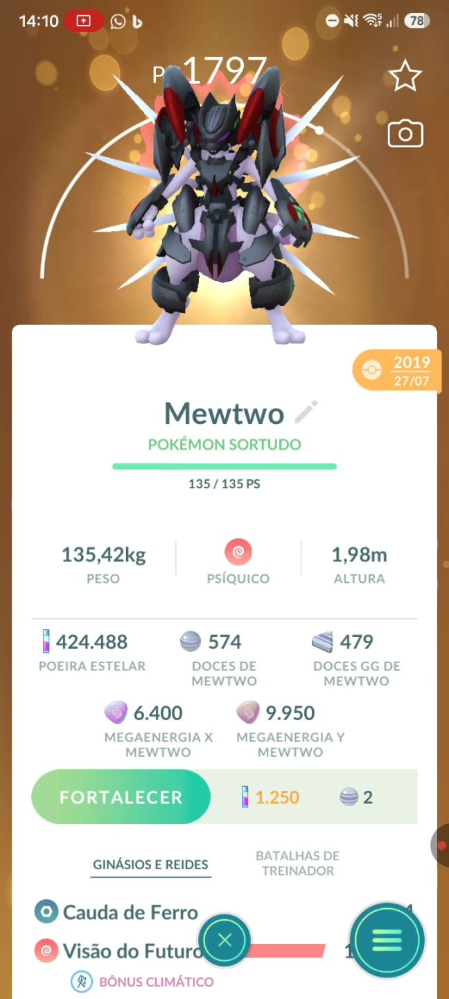 CONTA POKÉMON GO DE 2019 79 MEWTWOS + LENDÁRIOS