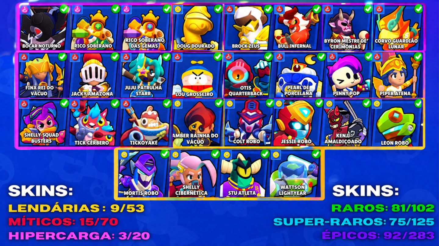 [MELHOR PREÇO!] CONTA BRAWL STARS + CLASH ROYALE RARAS E MUITAS SKINS (RÁPIDO))