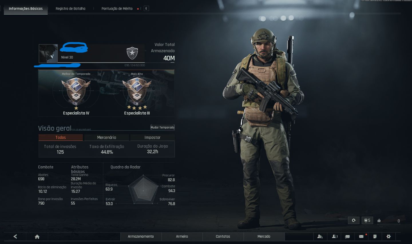CONTA ARENA BREAKOUT INFINITE 40M DE INVENTARIO