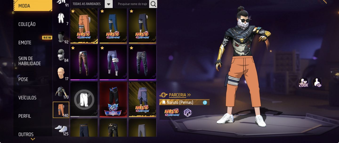 CORRE CONTA PERFEITA BARBA DO VELHO+SKINS DO NARUTO EVOLUTIVAS+SKIN LENDÁRIA