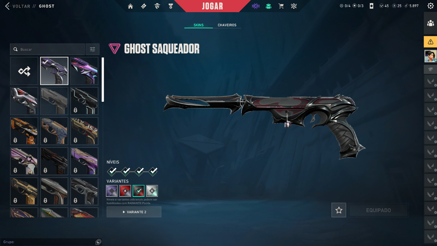 Conta vava com vandal:sublime,evori,gaia phantom ora e mais outras skins