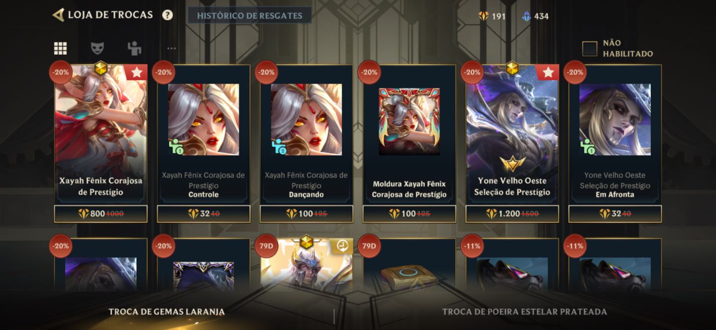 Conta Wild Rift com 125 skins e todas do passe ranked
