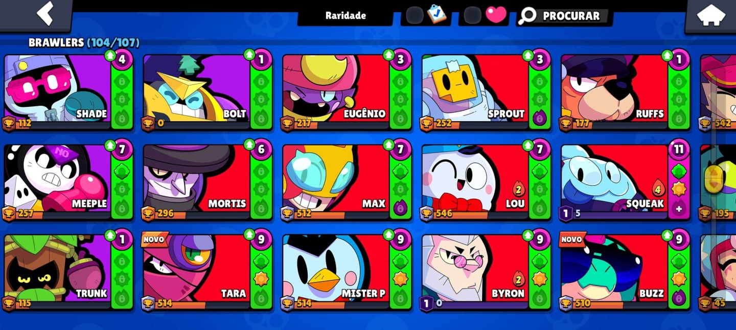 CONTA BRAWL STARS DE 2019 | 43.748 TROFÉUS | 104 BRAWLERS | 20 PRESTÍGIOS