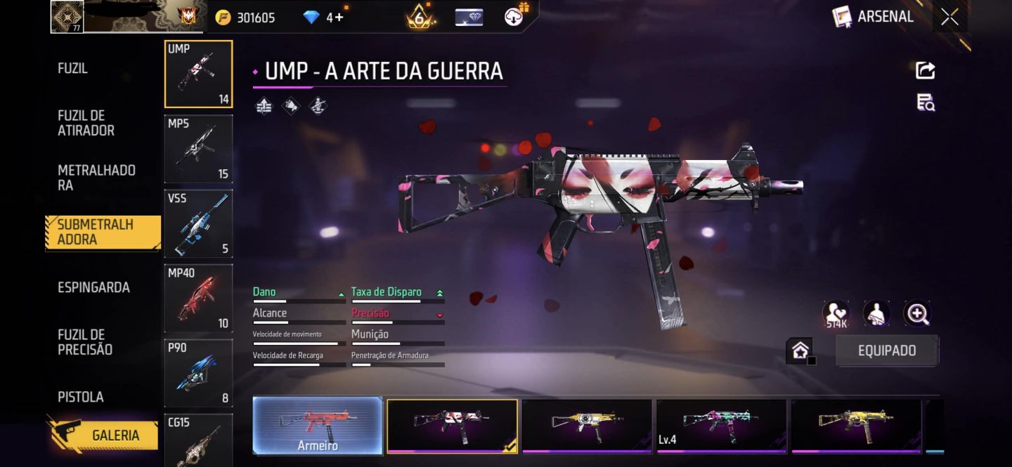 CONTA DE FF GEMADA STEAM PUNK+PRIME 6 + FREE FIRE+ PUNHOS + TOP CRIMINAL ROXO