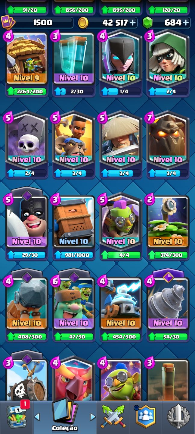 Conta de clash royale top 9533 Troféus 123/124 cards