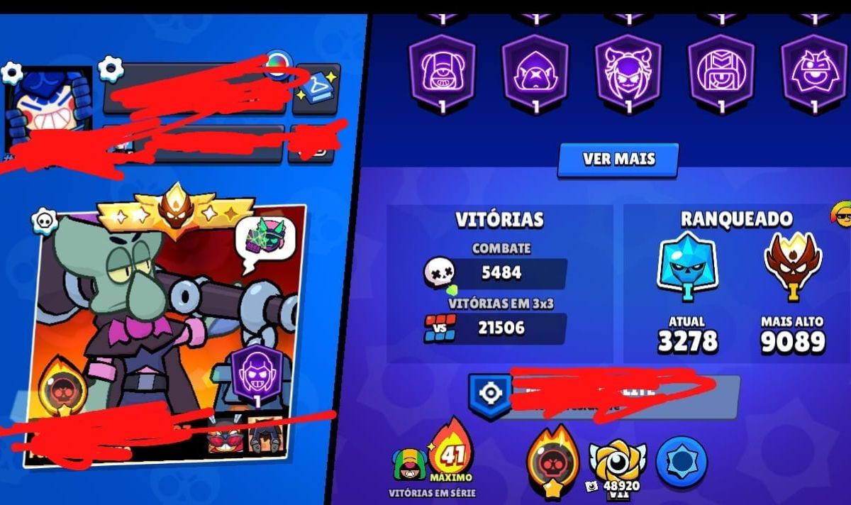 Conta de brawl stars avançada 90k+ trofeus