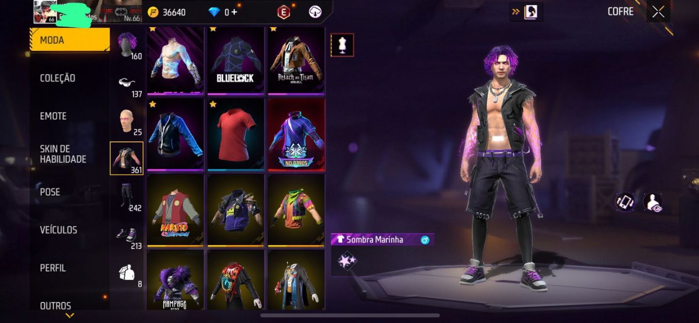 CONTA DE FREE FIRE COM RAGNAROK