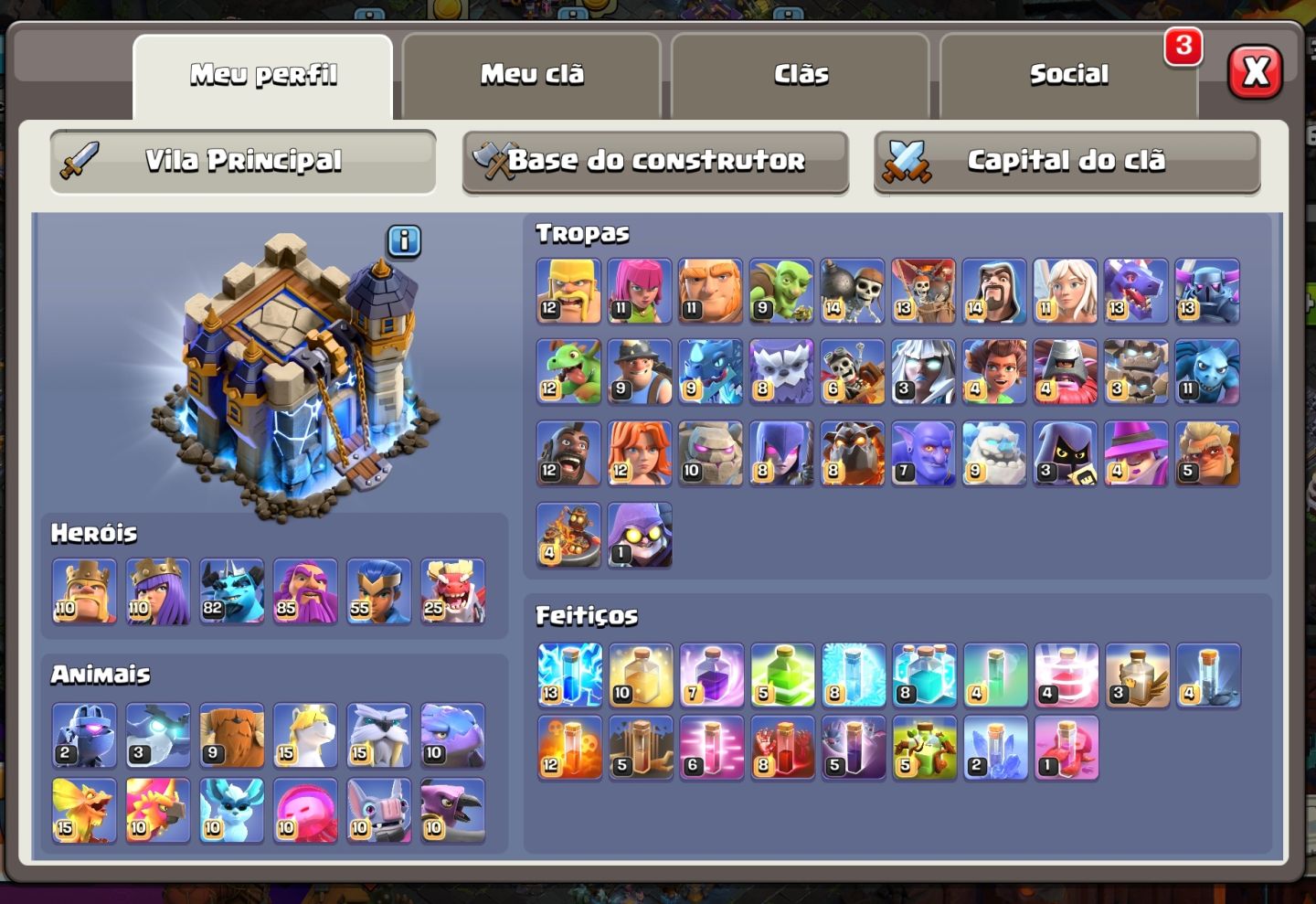 Conta de clash of clã semi-full 90%