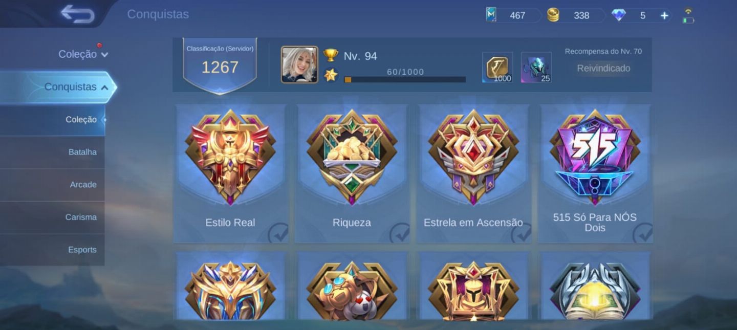 Conta NÍVEL COLECIONADOR MLBB - MOBILE LEGENDS