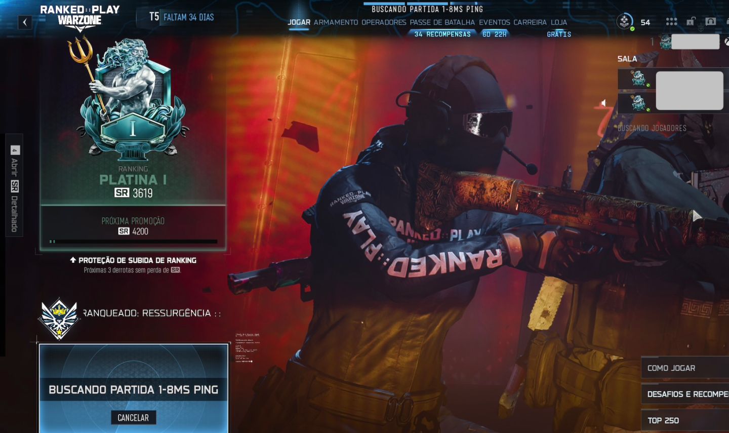 CONTA WARZONE / RANKED PLATINA / FULL ACESSO