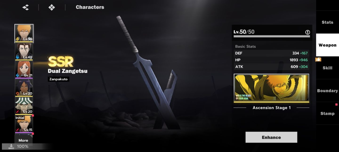 Conta com Ichigo Dual Zangetsu+Arma Assinatura+Aizen (sem arma assinatura)
