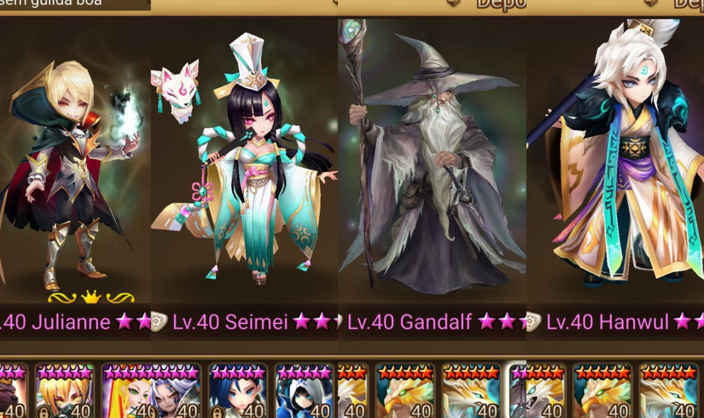 Summoners war server - 4LD 5* Gandalf de luz, Julianne, Seimei e Hanwul