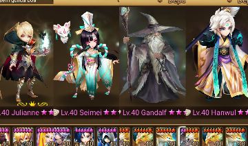 Summoners war server - 4LD 5* Gandalf de luz, Julianne, Seimei e Hanwul